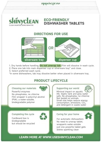 Tabletas de detergente para lavavajillas Shinyclean con enjuague integrado | Cápsulas biodegradables a base de plantas | Sin fragancias ni colorantes - imagen 8