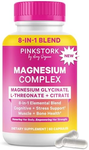 Complejo de Magnesio Pink Stork para Mujeres - 8 Formas Incluyendo Glicinato, Malato, Citrato y L-Treonato - Apoyo para Estrés, Sueño, Músculos y - imagen 1