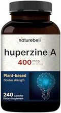 NatureBell Huperzina A 400mcg - 240 Cápsulas - Suplemento Nootrópico Vegetal para el Cerebro, Enfoque y Memoria - Sin OGM y Sin Gluten - imagen 1