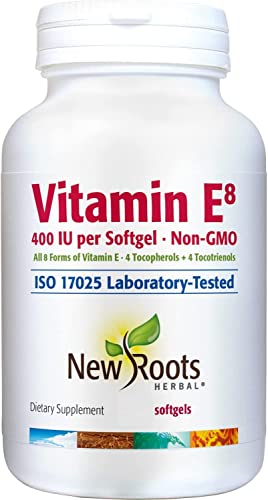 Cápsulas de Vitamina E NEW ROOTS HERBAL (400 UI), Suplemento con 8 Tocopheroles y Tocotrienoles para Mujeres y Hombres (120 Gelatinas Blandas) - imagen 4