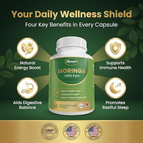 Cápsulas de Moringa 800mg – Suplemento Herbal de Hoja de Moringa Oleifera para Energía Natural, Inmunidad, Antioxidantes y Detox – Vegano, No GMO, 60 - imagen 2