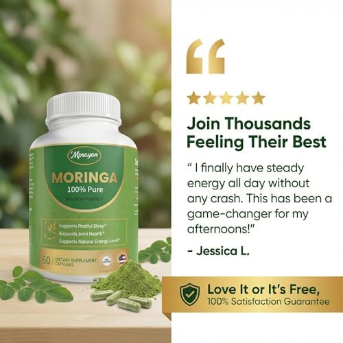 Cápsulas de Moringa 800mg – Suplemento Herbal de Hoja de Moringa Oleifera para Energía Natural, Inmunidad, Antioxidantes y Detox – Vegano, No GMO, 60 - imagen 7