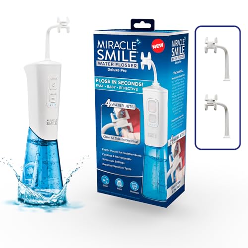 Hilo Dental Ontel Miracle Smile, Irrigador Portátil para Salud Bucal, Cabezal H en 360° con 4 Jets de Agua, Recargable por USB, Color Blanco - imagen 4