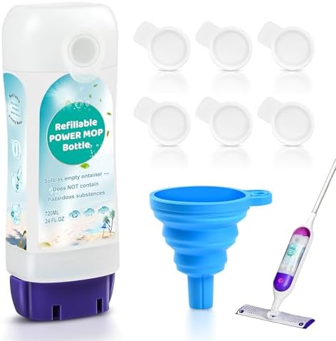 Botella Refillable para Swiffer® Power Mop™ - Contenedor HDPE Reutilizable de 24 FL.OZ con 6 Sellos a Prueba de Fugas y 1 Embudo, Fácil Instalación - imagen 1
