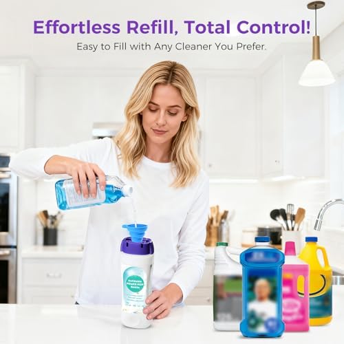 Botella Refillable para Swiffer® Power Mop™ - Contenedor HDPE Reutilizable de 24 FL.OZ con 6 Sellos a Prueba de Fugas y 1 Embudo, Fácil Instalación - imagen 3