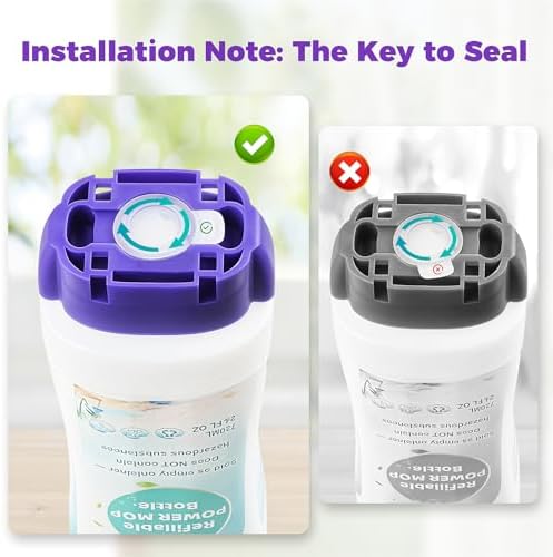 Botella Refillable para Swiffer® Power Mop™ - Contenedor HDPE Reutilizable de 24 FL.OZ con 6 Sellos a Prueba de Fugas y 1 Embudo, Fácil Instalación - imagen 6
