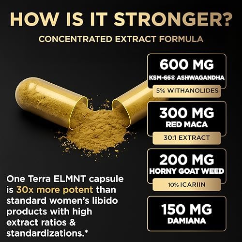 Suplemento Potente para la Libido Femenina con 30x Fuerza de Raíz de Maca Roja, KSM66® Ashwagandha, Hierba de Cabra Apasionada y Damiana - 100% Maca - imagen 3