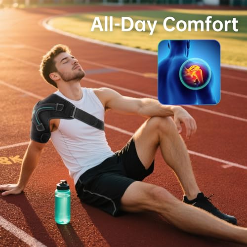 Faja para Hombro, Soporte para Manguito Rotador y Cabestrillo para Alivio del Dolor y Recuperación, Manga Compresiva Transpirable, Ajustable para - imagen 4