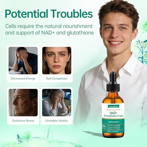 SustainWell Gotas Líquidas de NAD+ y Glutatión con Astaxantina Liposomal - Energía Celular, Antioxidantes, Envejecimiento Saludable - Absorción - imagen 4