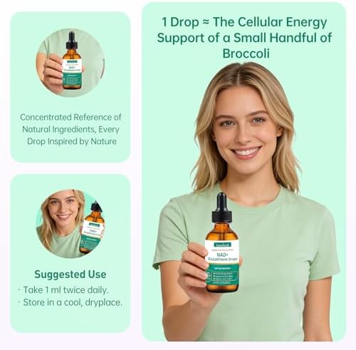 SustainWell Gotas Líquidas de NAD+ y Glutatión con Astaxantina Liposomal - Energía Celular, Antioxidantes, Envejecimiento Saludable - Absorción - imagen 6