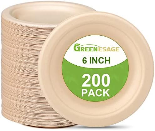 Platos de Papel Pequeños GREENESAGE de 6 pulgadas, Desechables Compostables Ecológicos para Aperitivos, Pasteles y Postres, Color Marrón - imagen 1