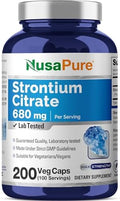 NusaPure Citrato de Estroncio - Apto para Vegetarianos/Veganos, No GMO - 680 mg, 200 Cápsulas - imagen 1