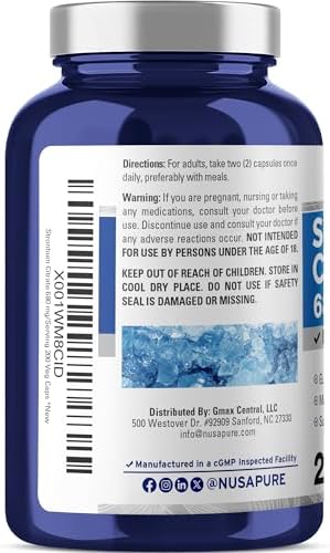 NusaPure Citrato de Estroncio - Apto para Vegetarianos/Veganos, No GMO - 680 mg, 200 Cápsulas - imagen 2
