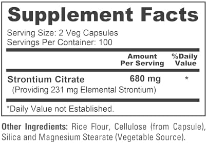 NusaPure Citrato de Estroncio - Apto para Vegetarianos/Veganos, No GMO - 680 mg, 200 Cápsulas - imagen 4