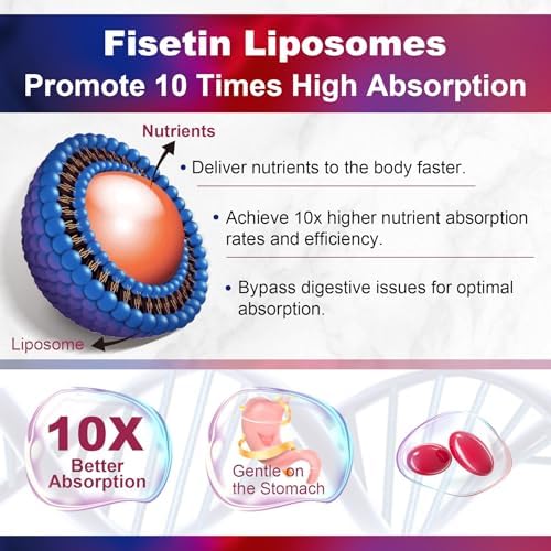 Suplemento LILICARE de Fisetina - Absorción Liposomal 98% Pura 1200mg con Quercetina, Resveratrol y Extracto de Té Verde para el Envejecimiento - imagen 3