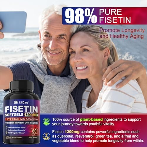 Suplemento LILICARE de Fisetina - Absorción Liposomal 98% Pura 1200mg con Quercetina, Resveratrol y Extracto de Té Verde para el Envejecimiento - imagen 5