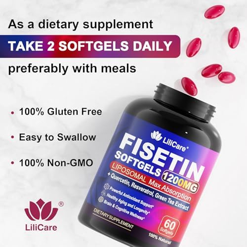 Suplemento LILICARE de Fisetina - Absorción Liposomal 98% Pura 1200mg con Quercetina, Resveratrol y Extracto de Té Verde para el Envejecimiento - imagen 8
