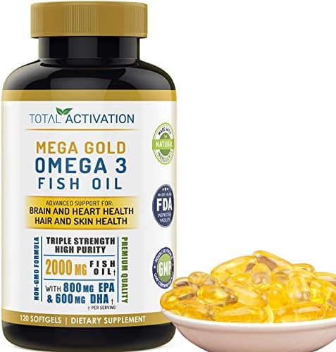 Suplemento de Aceite de Pescado Omega 3 – 2000mg con EPA DHA y Vitamina E – Sin Eructos, Triple Fuerza para Hombres y Mujeres – 120 Cápsulas Blandas - imagen 1
