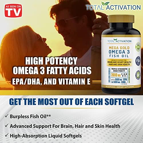 Suplemento de Aceite de Pescado Omega 3 – 2000mg con EPA DHA y Vitamina E – Sin Eructos, Triple Fuerza para Hombres y Mujeres – 120 Cápsulas Blandas - imagen 4