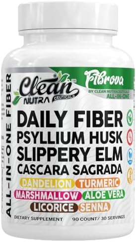 Cápsulas de Suplemento de Fibra con Olmo Resbaladizo, Psyllium, Cascara Sagrada, Raíz de Diente de León, Cúrcuma y Más - 90 Píldoras de Clean Nutra - imagen 1