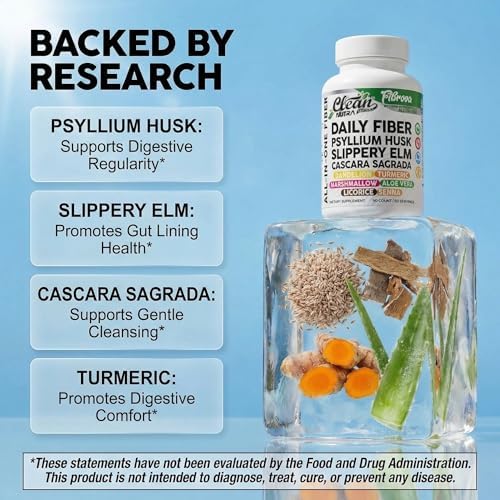Cápsulas de Suplemento de Fibra con Olmo Resbaladizo, Psyllium, Cascara Sagrada, Raíz de Diente de León, Cúrcuma y Más - 90 Píldoras de Clean Nutra - imagen 3