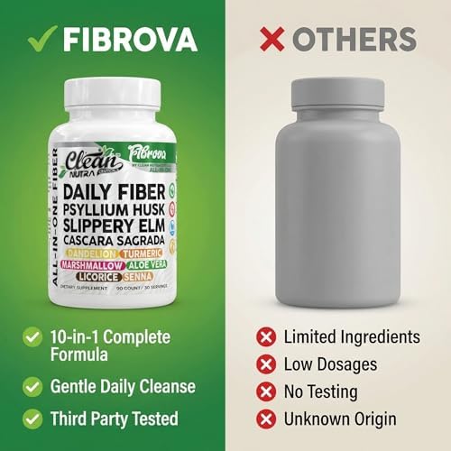 Cápsulas de Suplemento de Fibra con Olmo Resbaladizo, Psyllium, Cascara Sagrada, Raíz de Diente de León, Cúrcuma y Más - 90 Píldoras de Clean Nutra - imagen 7