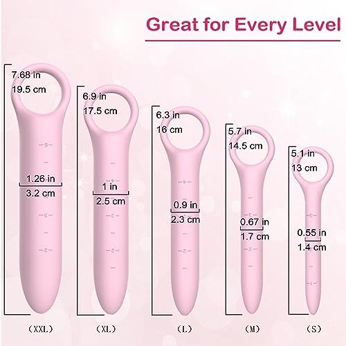 Dilatadores de Silicón QoQiu para Piso Pélvico Femenino, 5 Piezas Rosa con Bolsa de Almacenamiento, Masajeador y Entrenador de Músculos Pélvicos - imagen 2