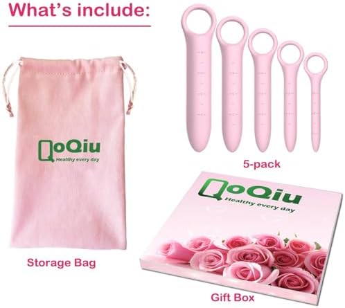 Dilatadores de Silicón QoQiu para Piso Pélvico Femenino, 5 Piezas Rosa con Bolsa de Almacenamiento, Masajeador y Entrenador de Músculos Pélvicos - imagen 3
