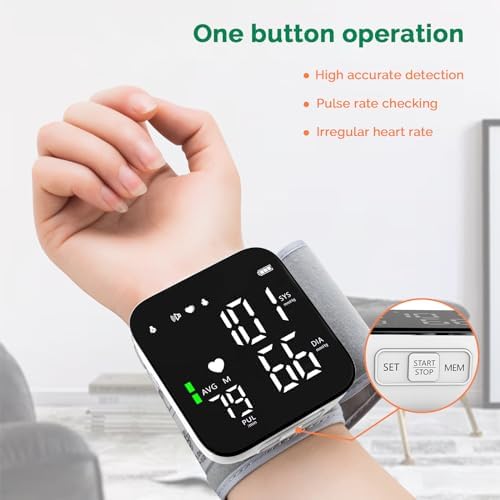 Monitor de Presión Arterial en Muñeca Greetmed Automático con Voz, Pantalla LED, Manguito Ajustable, Ideal para Uso en Casa - imagen 2