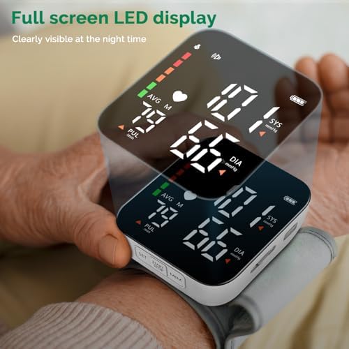 Monitor de Presión Arterial en Muñeca Greetmed Automático con Voz, Pantalla LED, Manguito Ajustable, Ideal para Uso en Casa - imagen 4