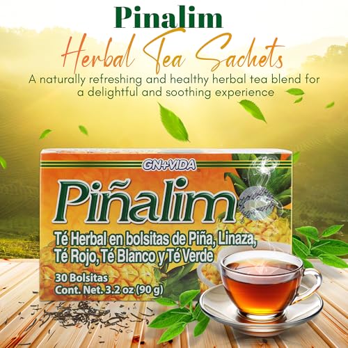 GN + VIDA Té Pinalim | Té Detox a Base de Piña con Té Rojo, Verde, Blanco y Hoja de Senna | Efecto Termogénico | Paquete Doble (2 x 30 Bolsitas) - imagen 2