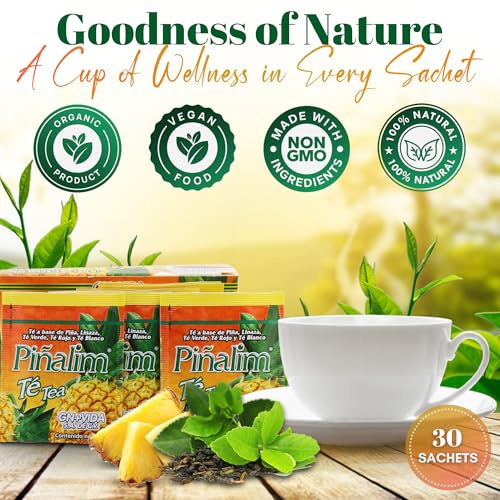 GN + VIDA Té Pinalim | Té Detox a Base de Piña con Té Rojo, Verde, Blanco y Hoja de Senna | Efecto Termogénico | Paquete Doble (2 x 30 Bolsitas) - imagen 6