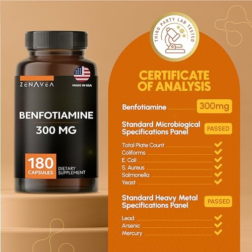 Zenavea Benfotiamina 300mg - 180 Cápsulas de Benfotiamina B1 (Suministro para 3 Meses) - Vegano, Sin OGM, Sin Gluten - imagen 7