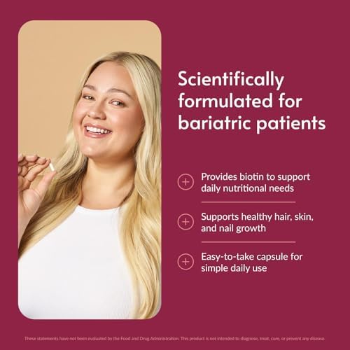 Bariatric Advantage Biotina 5,000 mcg - Suplemento para Pacientes de Cirugía Bariátrica - Cápsulas Mini de Fácil Digestión - Apoyo para Cabello, Piel - imagen 2