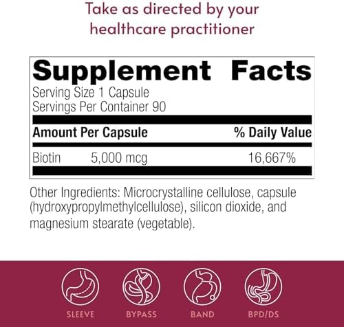 Bariatric Advantage Biotina 5,000 mcg - Suplemento para Pacientes de Cirugía Bariátrica - Cápsulas Mini de Fácil Digestión - Apoyo para Cabello, Piel - imagen 4