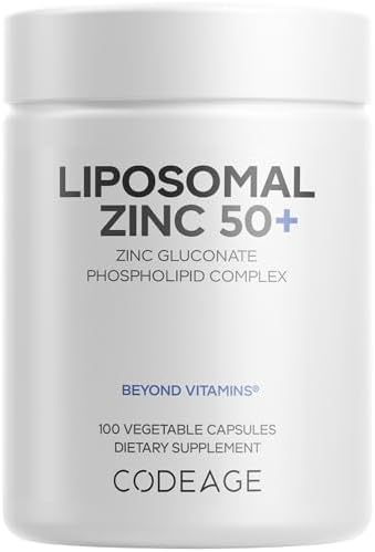 Suplemento de Zinc Liposomal Codeage – Suministro para 3 Meses – 50 mg de Gluconato de Zinc – 100 Cápsulas Veganas No Transgénicas - imagen 1