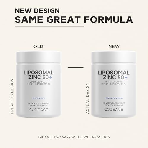 Suplemento de Zinc Liposomal Codeage – Suministro para 3 Meses – 50 mg de Gluconato de Zinc – 100 Cápsulas Veganas No Transgénicas - imagen 3