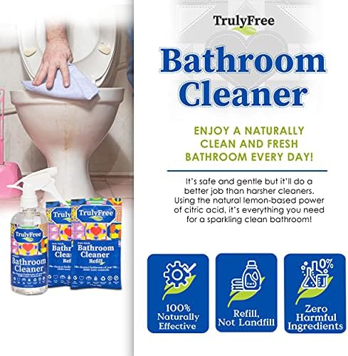 Kit de Spray Limpiador de Baño Todo Natural y No Tóxico Truly Free, Solución Orgánica para Baño y Azulejos, 16 oz Botella Reutilizable + Dos Recargas - imagen 4