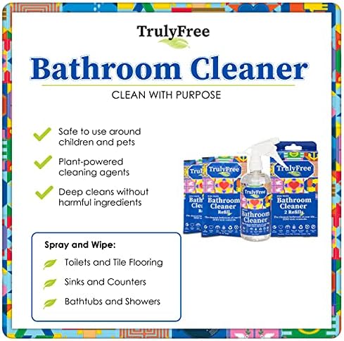 Kit de Spray Limpiador de Baño Todo Natural y No Tóxico Truly Free, Solución Orgánica para Baño y Azulejos, 16 oz Botella Reutilizable + Dos Recargas - imagen 5