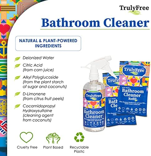 Kit de Spray Limpiador de Baño Todo Natural y No Tóxico Truly Free, Solución Orgánica para Baño y Azulejos, 16 oz Botella Reutilizable + Dos Recargas - imagen 6