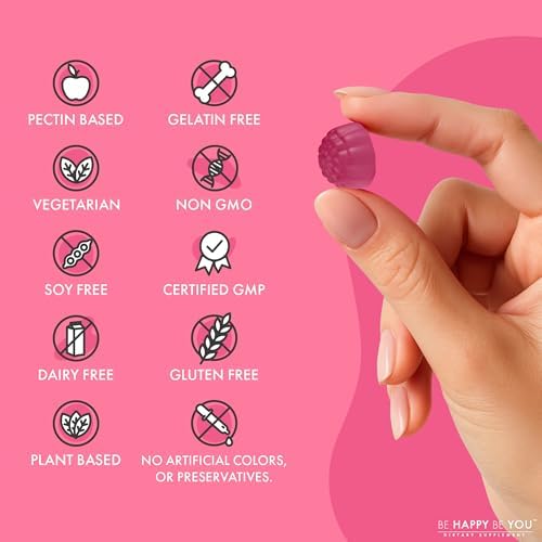 Gomitas de Biotina Be Happy Be You 10,000mcg – 120 piezas – Apoya el cabello saludable y uñas fuertes – Suplemento vegano y libre de gelatina – Hecho - imagen 3