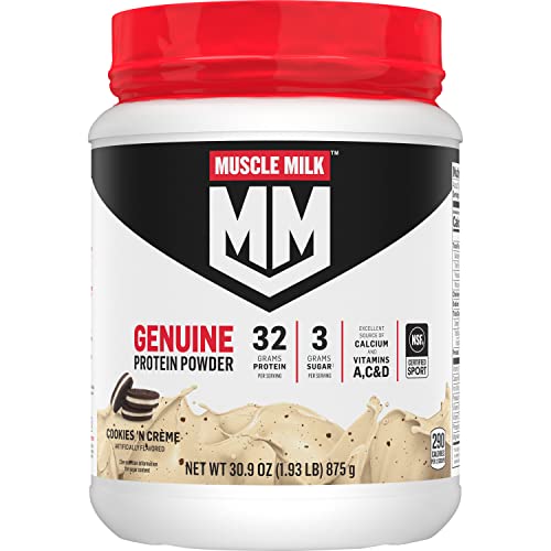 Proteína en Polvo Muscle Milk Genuine, Sabor Galletas con Crema, 1.93 lbs, 13 Porciones, 32g Proteína, 3g Azúcar, Certificado NSF para Deporte - imagen 3