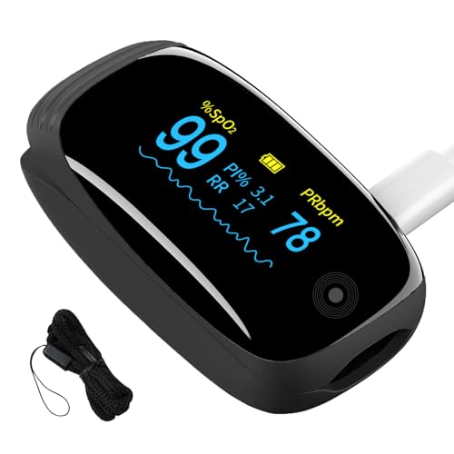 Oxímetro de Pulso de Dedo con Medición de SpO2, Frecuencia Cardíaca, PI y RR, Monitor Respiratorio Recargable, 6 Modos de Pantalla y Pantalla - imagen 1