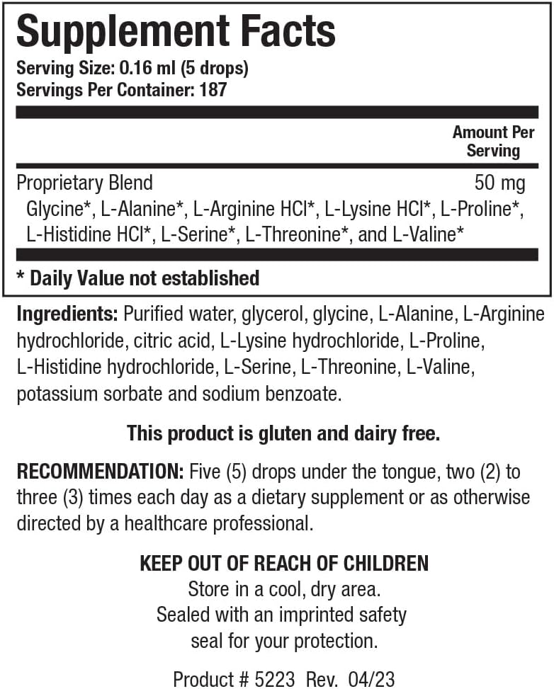 Fórmula Líquida Rápida de Aminoácidos Biotics Research, Alta Absorción, 2 Onzas, Contiene Glicina, L-Alanina, L-Arginina HCl, L-Lisina HCl, - imagen 3