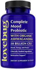 LOVEBUG Probiótico Completo para el Ánimo | 10 Cepas Probioticas Estudiadas Clínicamente & Ashwagandha Orgánica Patente | Soporte de Cortisol y - imagen 1