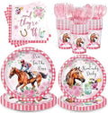 Set de Suministros para Fiesta Derby Mirzophel de 168 Piezas: Platos, Servilletas y Vasos Desechables para 24 Invitados - Decoraciones Temáticas de - imagen 1