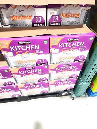 Paquete de Bolsas de Basura de 13 Galones con Cierre de Cuerda Compatible con Kirkland Signature - 200 Piezas para Cocina con Llavero - imagen 3