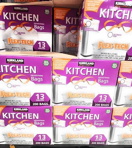 Paquete de Bolsas de Basura de 13 Galones con Cierre de Cuerda Compatible con Kirkland Signature - 200 Piezas para Cocina con Llavero - imagen 4
