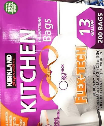 Paquete de Bolsas de Basura de 13 Galones con Cierre de Cuerda Compatible con Kirkland Signature - 200 Piezas para Cocina con Llavero - imagen 5