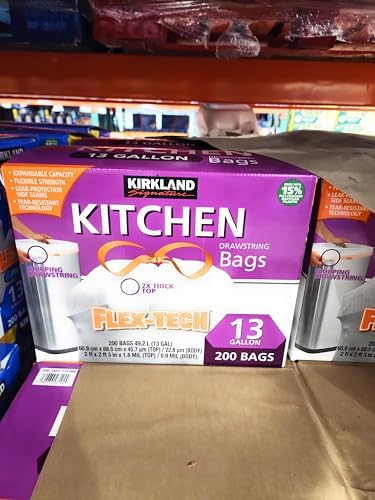 Paquete de Bolsas de Basura de 13 Galones con Cierre de Cuerda Compatible con Kirkland Signature - 200 Piezas para Cocina con Llavero - imagen 6